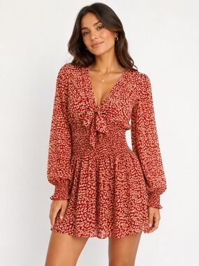 Red Cheetah Print Mini Dress